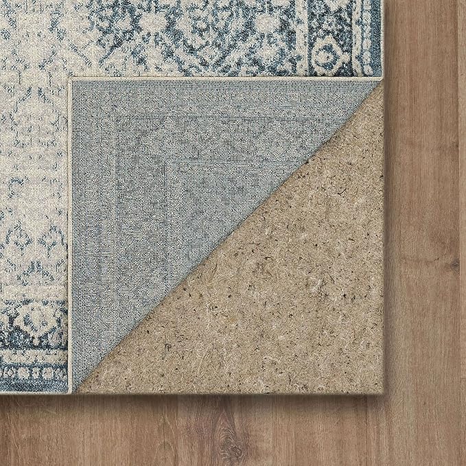 Mohawk Home Cassandra Abstract Geometric, Ornamental Denim Blue 2' x 10' Area Rug Perfect for Living Room, Dining Room, Office