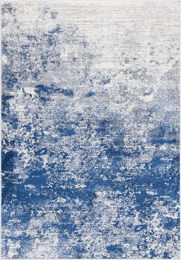 SAFAVIEH Brentwood Collection 4' x 6' Grey / Navy BNT822G Modern Abstract Non-Shedding Living Room Bedroom Accent Rug