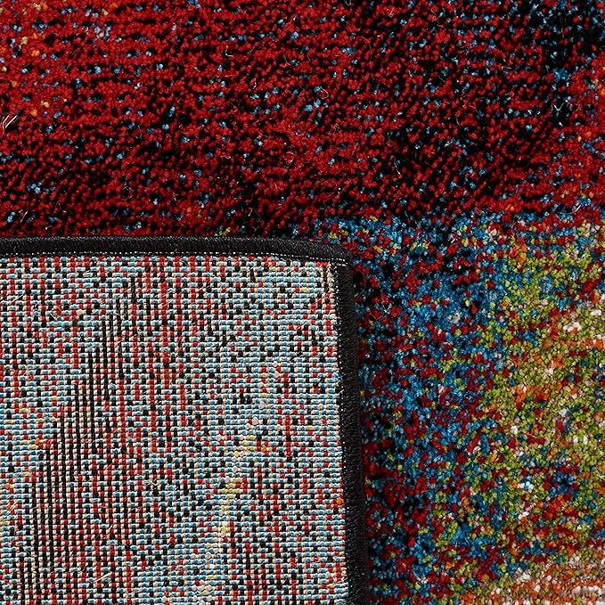 SAFAVIEH Glacier Collection 2'3" x 4' Red/Green GLA126Q Modern Abstract Non-Shedding Living Room Bedroom Accent Rug