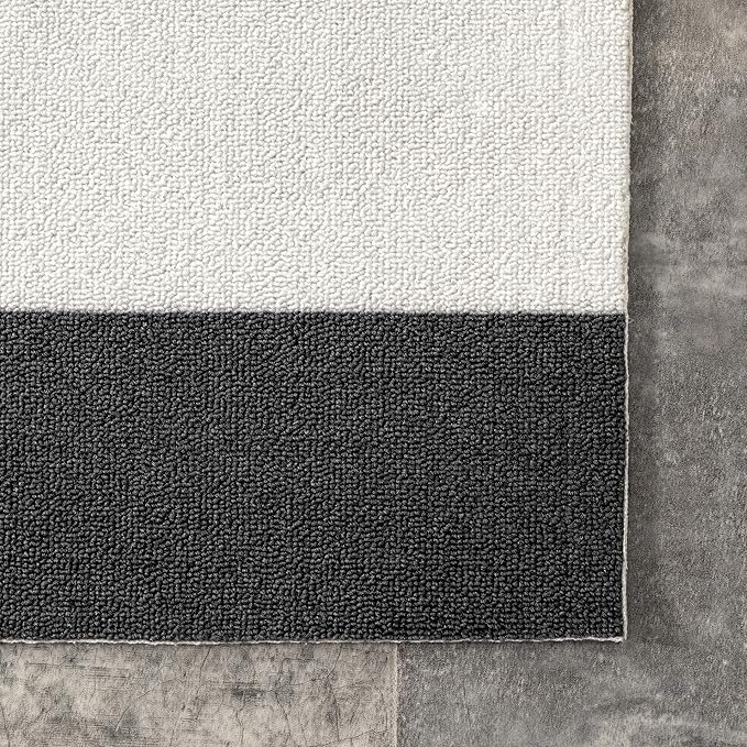 nuLOOM Christa Black/Off White, 3' x 5', Striped, Soft and Cozy, High Traffic, Stain Resistant, Easy Clean, Durable Area Rug for Indoor/Outdoor Patio, Deck, Porch, Garden, Courtyard