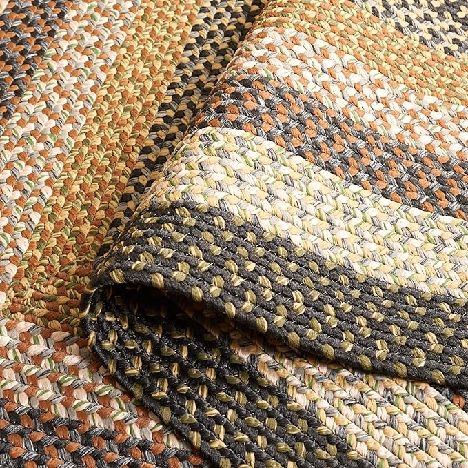 SAFAVIEH Washable Rug Outdoor Braided Collection - 5' x 8', Multi, Handmade & Reversible, Non-Shedding & Easy to Clean, Ideal for Patio, Backyard, Mudroom (BRD308A)