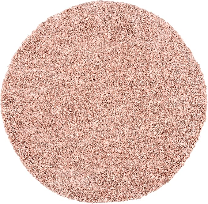 SAFAVIEH August Shag Collection 6'7" Round Rose AUG200X Solid Non-Shedding Living Room Bedroom Dining Room Entryway Plush 1.5-inch Thick Area Rug