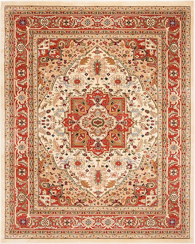 SAFAVIEH Lyndhurst Collection X-Large Area Rug - 12' x 18', Ivory & Rust, Traditional Oriental Design, Non-Shedding & Easy Care, Ideal for High Traffic Areas in Living Room, Bedroom (LNH330R)