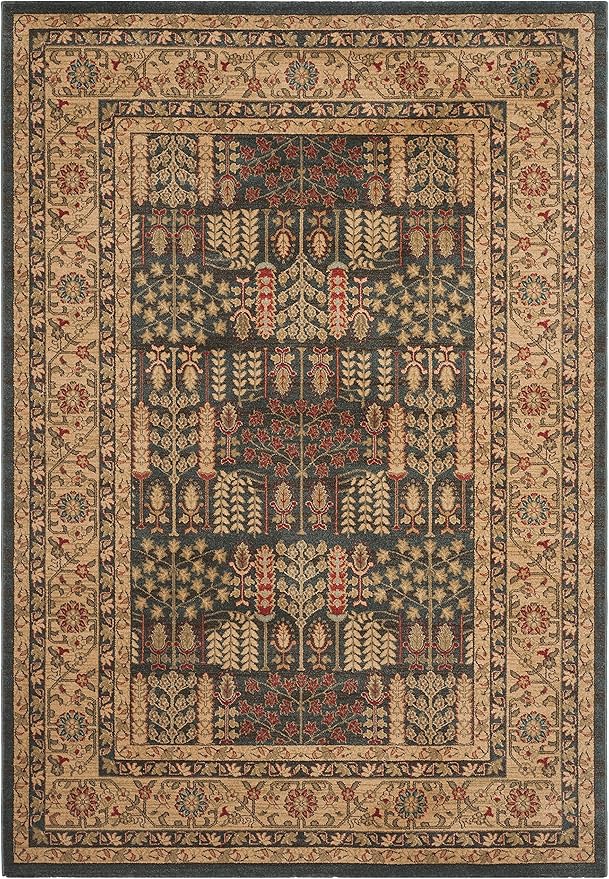SAFAVIEH Mahal Collection Area Rug - 5'1" Square, Navy & Natural, Non-Shedding & Easy Care, Ideal for High Traffic Areas in The Living Room, Dining, Bedroom (MAH697E)