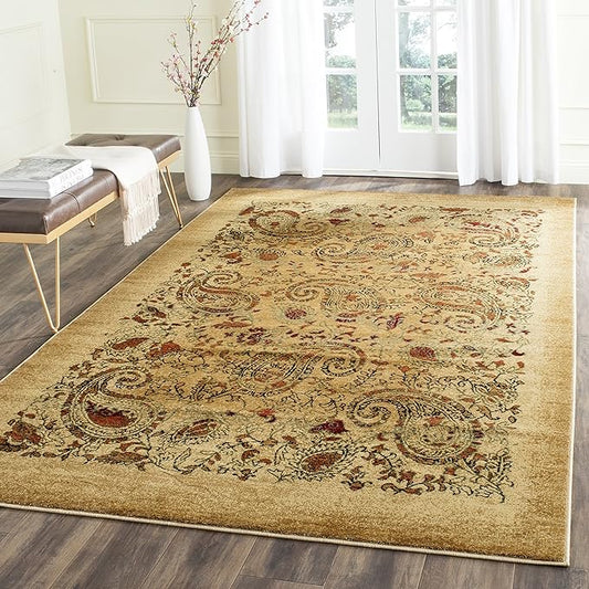 SAFAVIEH Lyndhurst Collection Area Rug - 8' Square, Beige & Multi, Traditional Paisley Design, Non-Shedding & Easy Care, Ideal for High Traffic Areas in Living Room, Bedroom (LNH224A)