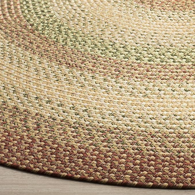 SAFAVIEH Washable Rug Outdoor Braided Collection - 9' Round, Rust & Multi, Handmade & Reversible, Non-Shedding & Easy to Clean, Ideal for Patio, Backyard, Mudroom (BRD303A)