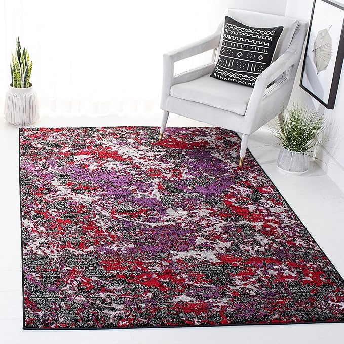 SAFAVIEH Skyler Collection 6' x 9' Black/Purple SKY186V Modern Abstract Non-Shedding Living Room Dining Bedroom Area Rug