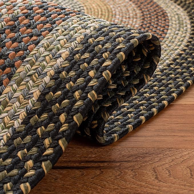 SAFAVIEH Washable Rug Outdoor Braided Collection - 3' x 5' Oval, Multi, Handmade & Reversible, Non-Shedding & Easy to Clean, Ideal for Patio, Backyard, Mudroom (BRD308A)