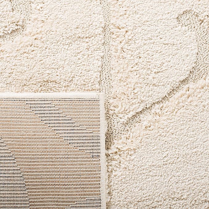SAFAVIEH Florida Shag Collection Area Rug - 8' Round, Cream & Cream, Scroll Design, Non-Shedding & Easy to Clean, High-Low Plush Pile, Ideal for Living Room, Bedroom, Dining Space (SG455-1111)