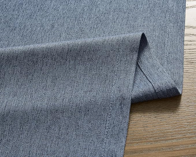 ZeeMart Basic Linen Style Table Runner, 14 x 90 Inch Navy Blue, Rustic Farmhouse Blue Table Runners 90 Inches Long, Everyday Polyester Table Runner - Machine Washable & Easy Care