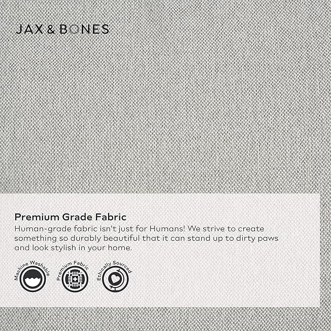 Jax & Bones Dog Bed Lounge - Machine Washable Bed for Dogs - Extra Heavy Duty Bolstered Sides - Large Grey Dog Mat Beds | 39 x 32 Inches