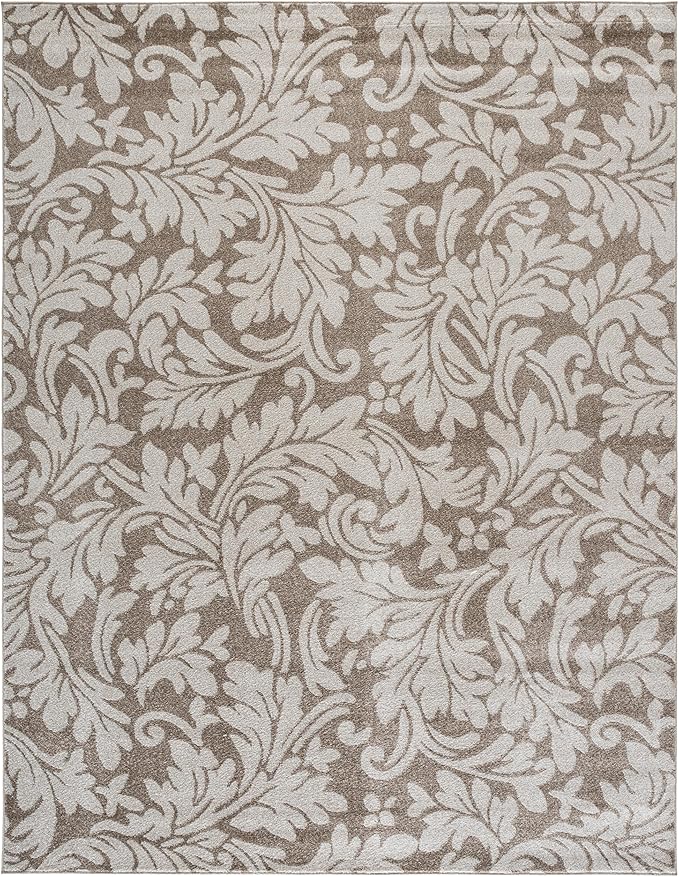 SAFAVIEH Area Rug 8x10 - Amherst Collection - Large - Wheat & Beige, Floral Pattern, Non-Shedding & Easy Cleaning, Ideal for Living Room, Bedroom, Office, Dining Space (AMT425S)