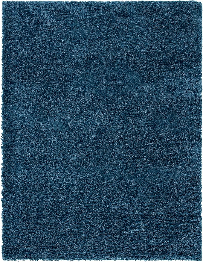 SAFAVIEH Area Rug 8x10 - August Shag Collection - Large - Navy, Solid Pattern, Non-Shedding & Easy Cleaning, Plush Thick Pile, Ideal for Living Room, Bedroom, Dining Space (AUG200M)