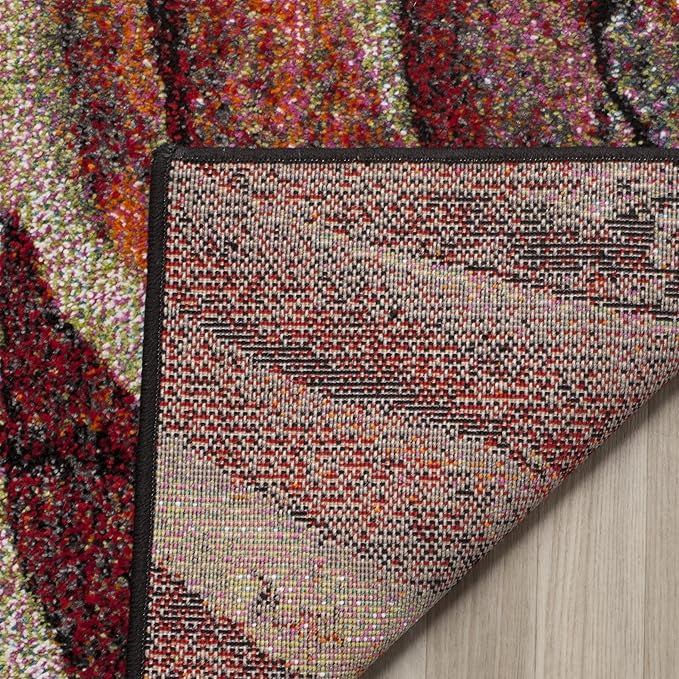 SAFAVIEH Glacier Collection 2'3" x 6' Red / Multi GLA126A Modern Abstract Non-Shedding Living Room Entryway Foyer Hallway Bedroom Runner Rug