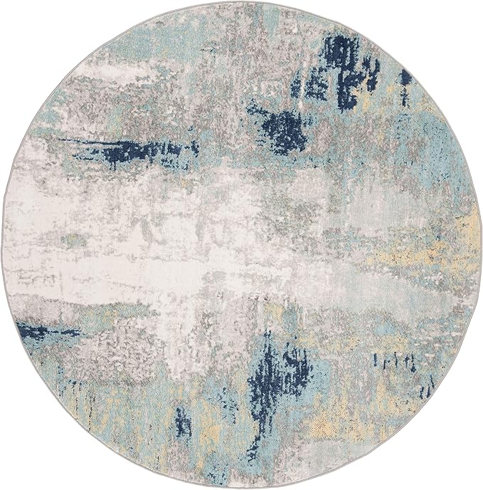 SAFAVIEH Jasper Collection 11' Round Grey / Gold JSP101A Modern Abstract Non-Shedding Dining Room Entryway Foyer Living Room Bedroom Area Rug