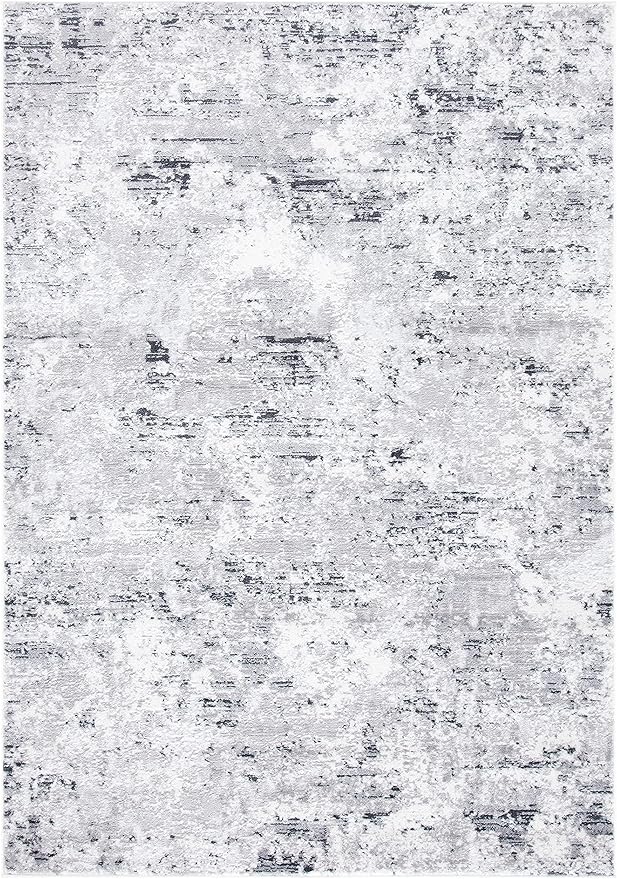 SAFAVIEH Amelia Collection Accent Rug - 4' x 6', Grey & Ivory, Modern Abstract Design, Non-Shedding & Easy Care, Ideal for High Traffic Areas in Entryway, Living Room, Bedroom (ALA705G)