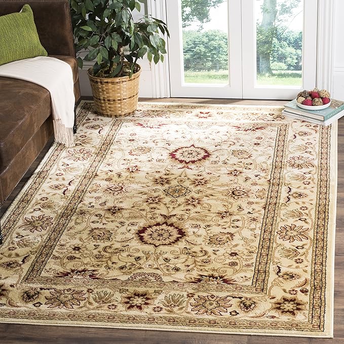 SAFAVIEH Lyndhurst Collection Area Rug - 3'3" Square, Ivory & Ivory, Traditional Oriental Design, Non-Shedding & Easy Care, Ideal for High Traffic Areas in Living Room, Bedroom (LNH212L)