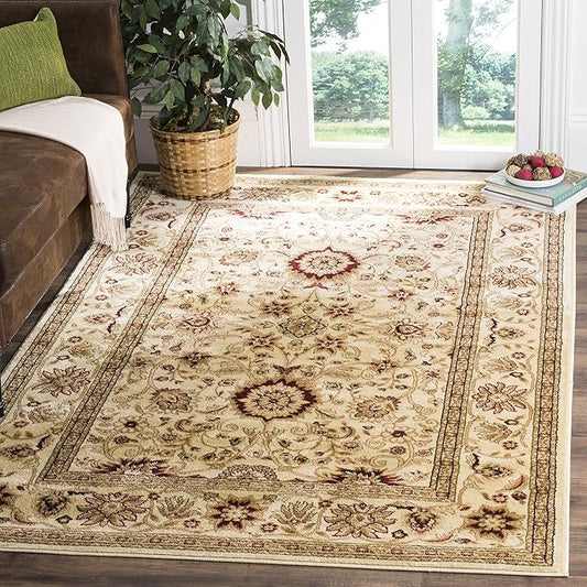 SAFAVIEH Lyndhurst Collection Area Rug - 3'3" Square, Ivory & Ivory, Traditional Oriental Design, Non-Shedding & Easy Care, Ideal for High Traffic Areas in Living Room, Bedroom (LNH212L)