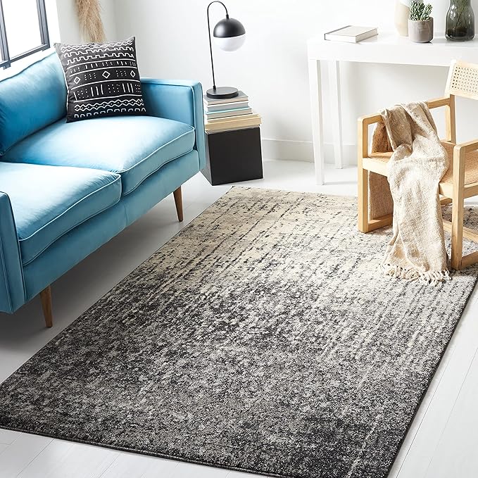 SAFAVIEH Retro Collection Accent Rug - 4' x 6', Black & Light Grey, Modern Abstract Design, Non-Shedding & Easy Care, Ideal for High Traffic Areas in Entryway, Living Room, Bedroom (RET2770-9079)
