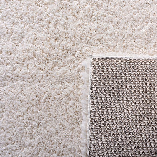 SAFAVIEH Fontana Shag Collection Area Rug - 4' Square, Ivory, Solid Design, Non-Shedding & Easy Care, 2-inch Thick Ideal for High Traffic Areas in Living Room, Bedroom (FNT800A)