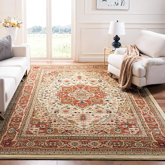 SAFAVIEH Lyndhurst Collection Area Rug - 10' x 14', Ivory & Rust, Traditional Oriental Design, Non-Shedding & Easy Care, Ideal for High Traffic Areas in Living Room, Bedroom (LNH330R)