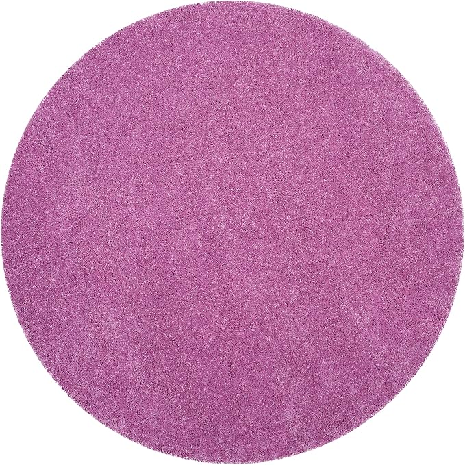 SAFAVIEH Santa Monica Shag Collection 6'7" Round Pink SGN725 Solid Non-Shedding Living Room Bedroom Dining Room Entryway Plush 2-inch Thick Area Rug