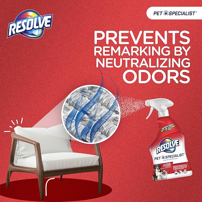 Resolve Pet Specialist Carpet Cleaner, Stain Remover and Odor eliminator trigger, Floor and Upholstery Cleaner, 32 oz (Packaging may Vary)