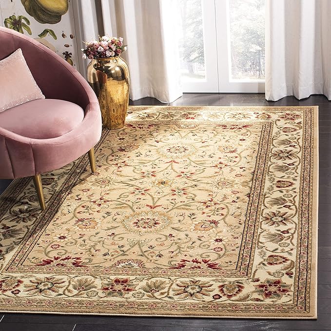 SAFAVIEH Lyndhurst Collection Accent Rug - 4' x 6', Beige & Ivory, Traditional Oriental Design, Non-Shedding & Easy Care, Ideal for High Traffic Areas in Entryway, Living Room, Bedroom (LNH212D)