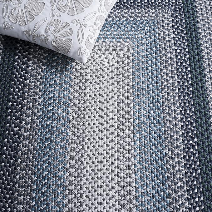 SAFAVIEH Washable Rug Outdoor Braided Collection - 5' x 8', Teal & Multi, Handmade & Reversible, Non-Shedding & Easy to Clean, Ideal for Patio, Backyard, Mudroom (BRD308J)