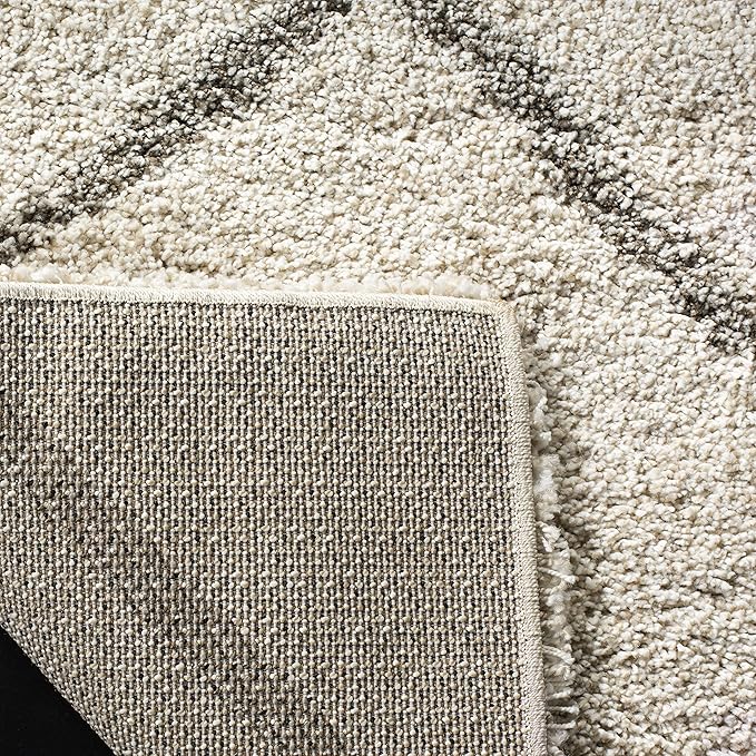 SAFAVIEH Hudson Shag Collection Area Rug - 9' Square, Ivory & Grey, Modern Trellis Design, Non-Shedding & Easy Care, 2-inch Thick Ideal for High Traffic Areas in Living Room, Bedroom (SGH281A)