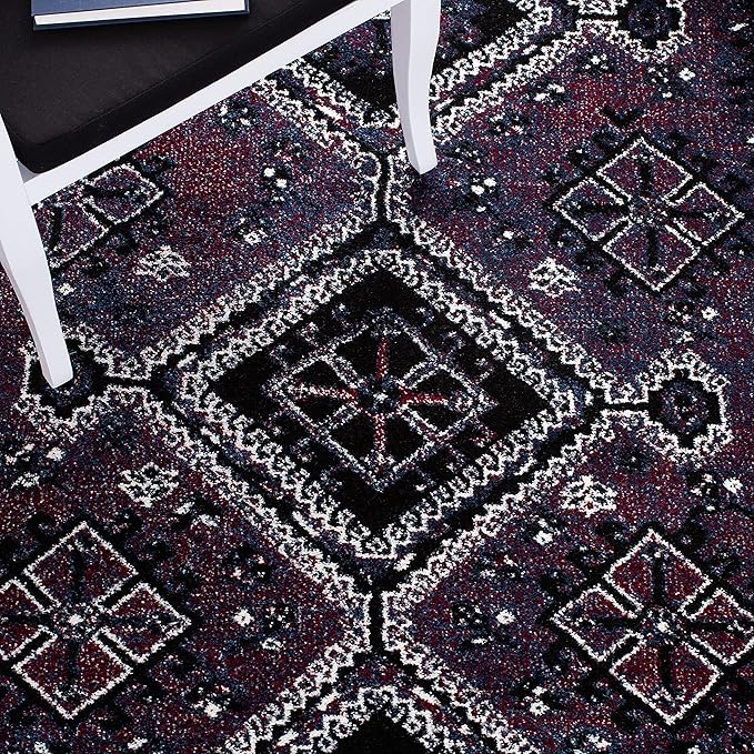 SAFAVIEH Vintage Hamadan Collection Accent Rug - 2'7" x 5', Purple & Black, Oriental Distressed Design, Non-Shedding & Easy Care, Ideal for High Traffic Areas in Foyer, Living Room, Bedroom (VTH293V)