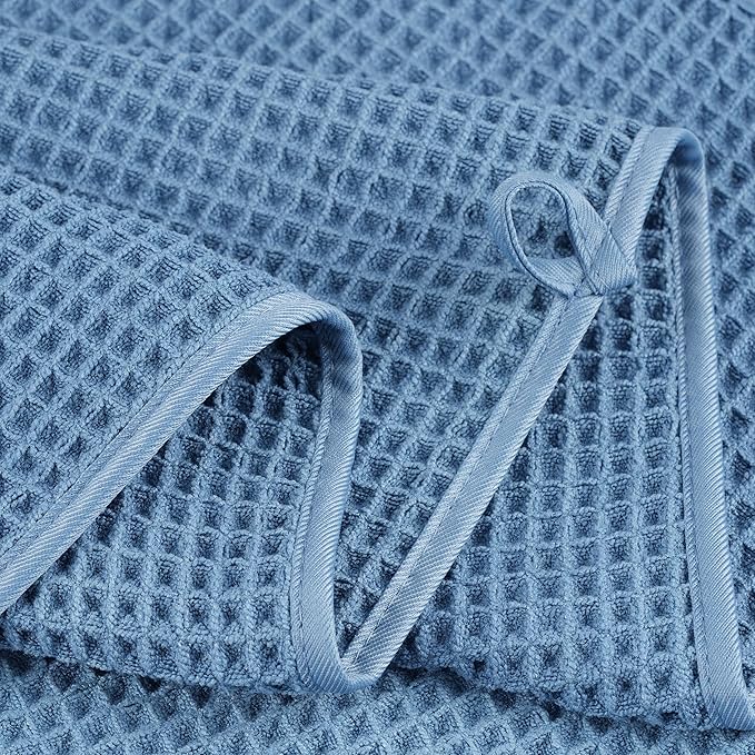 430 GSM Microfiber Oversize Quick Dry Lint Free Bath Towel, 60 x 30 in, 4 Pack (Waffle Weave)