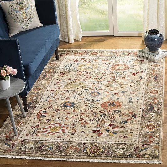 SAFAVIEH Kashan Collection Area Rug - 9' x 12'6", Beige & Taupe, Traditional Oriental Design, Non-Shedding & Easy Care, Ideal for High Traffic Areas in Living Room, Bedroom (KSN303K)
