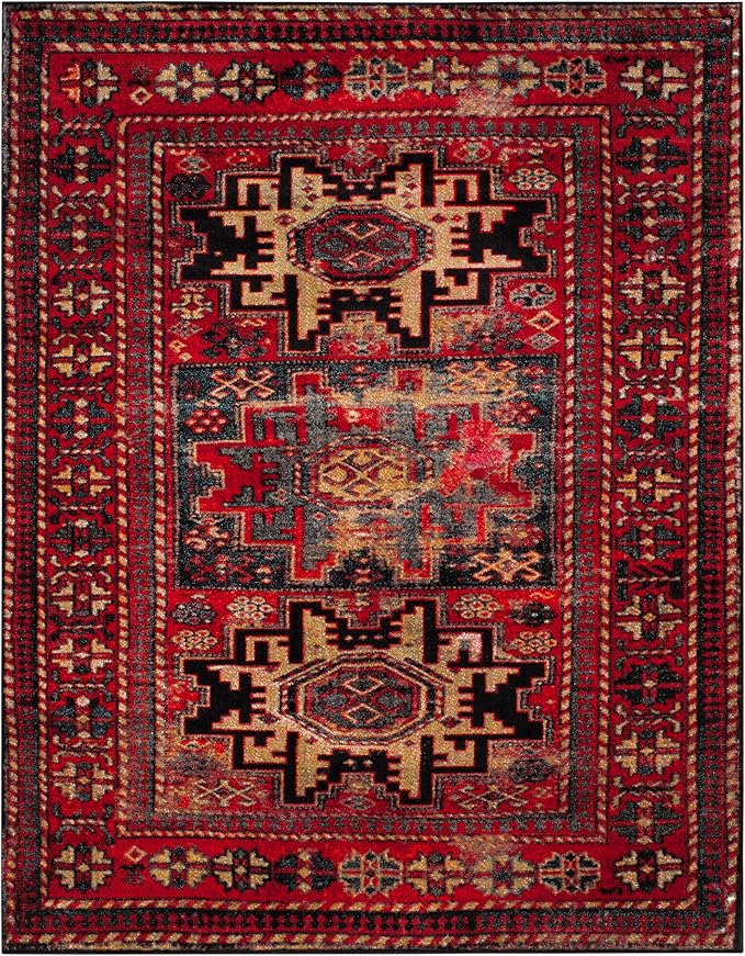 SAFAVIEH Vintage Hamadan Collection X-Large Area Rug - 12' x 18', Red & Multi, Oriental Persian Design, Non-Shedding & Easy Care, Ideal for High Traffic Areas in Living Room, Bedroom (VTH213A)