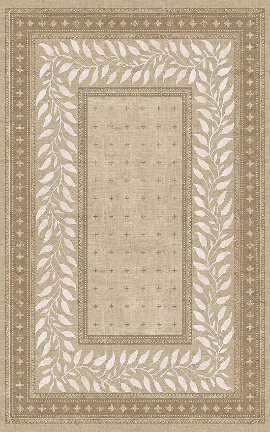 NICETOWN 5x8 Area Rug, Natural Throw Rug for Living Room, 5'x 8' Washable Thin Carpet for Bedroom, Non-Slip Stain Resistant Foldable Large Carpet Pet & Kids Friendly for Dining Room