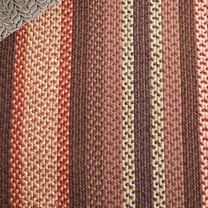 SAFAVIEH Washable Rug Outdoor Braided Collection - 3' x 5' Oval, Brown & Light Brown, Handmade & Reversible, Non-Shedding & Easy to Clean, Ideal for Patio, Backyard, Mudroom (BRD313T)