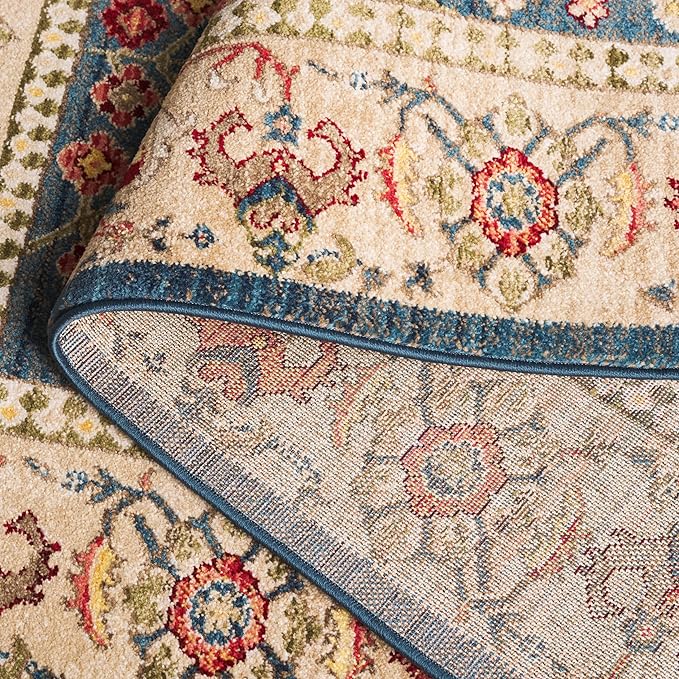 SAFAVIEH Kashan Collection Area Rug - 2'6" x 4', Blue & Tan, Traditional Oriental Design, Non-Shedding & Easy Care, Ideal for High Traffic Areas in Living Room, Bedroom, Dining (KSN303G-24)
