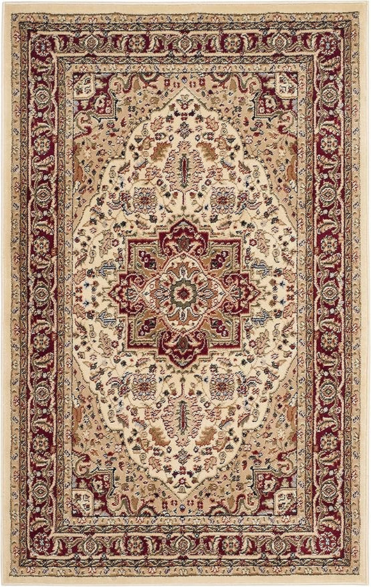 SAFAVIEH Lyndhurst Collection Accent Rug - 2'3" x 4', Ivory & Red, Traditional Oriental Design, Non-Shedding & Easy Care, Ideal for High Traffic Areas in Entryway, Living Room, Bedroom (LNH330A)
