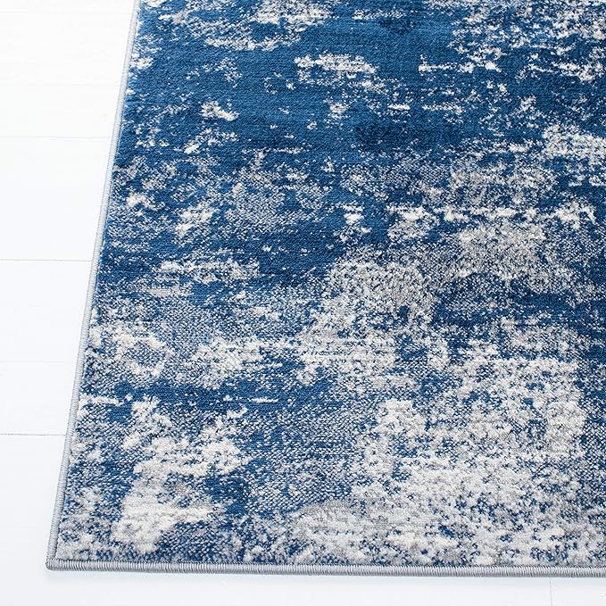 SAFAVIEH Brentwood Collection X-Large Area Rug - 12' x 18', Grey & Navy, Modern Abstract Design, Non-Shedding & Easy Care, Ideal for High Traffic Areas in Living Room, Bedroom (BNT822G)