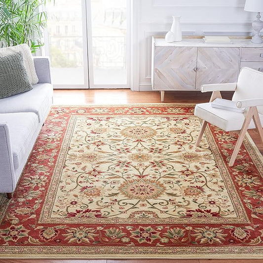 SAFAVIEH Lyndhurst Collection Area Rug - 9' x 12', Ivory & Rust, Traditional Oriental Design, Non-Shedding & Easy Care, Ideal for High Traffic Areas in Living Room, Bedroom (LNH212R)