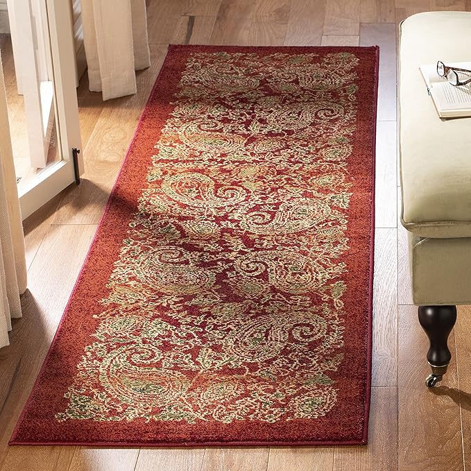SAFAVIEH Lyndhurst Collection Runner Rug - 2'3" x 8', Red & Multi, Traditional Paisley Design, Non-Shedding & Easy Care, Ideal for High Traffic Areas in Living Room, Bedroom (LNH224B)