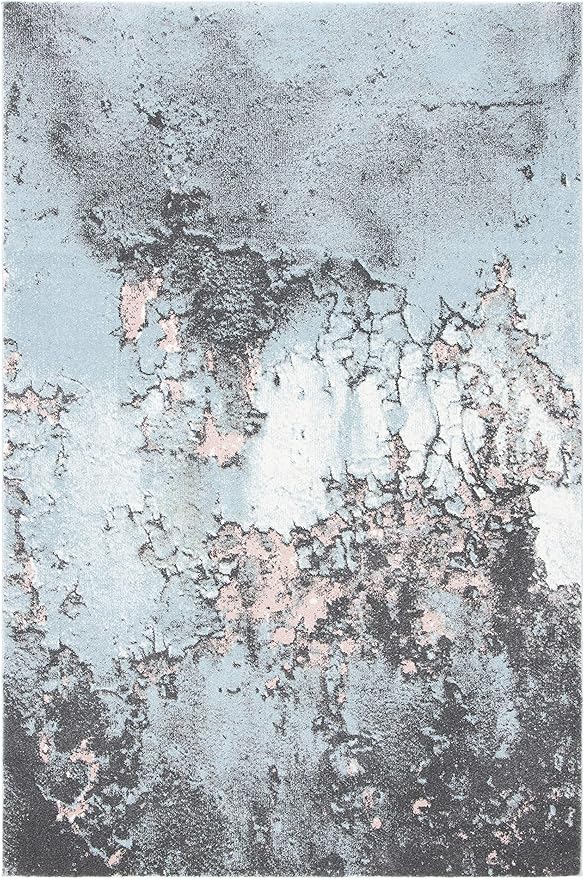 SAFAVIEH Glacier Collection Area Rug - 6'7" x 9', Blue & Pink, Modern Abstract Design, Non-Shedding & Easy Care, Ideal for High Traffic Areas in Living Room, Bedroom (GLA125L)