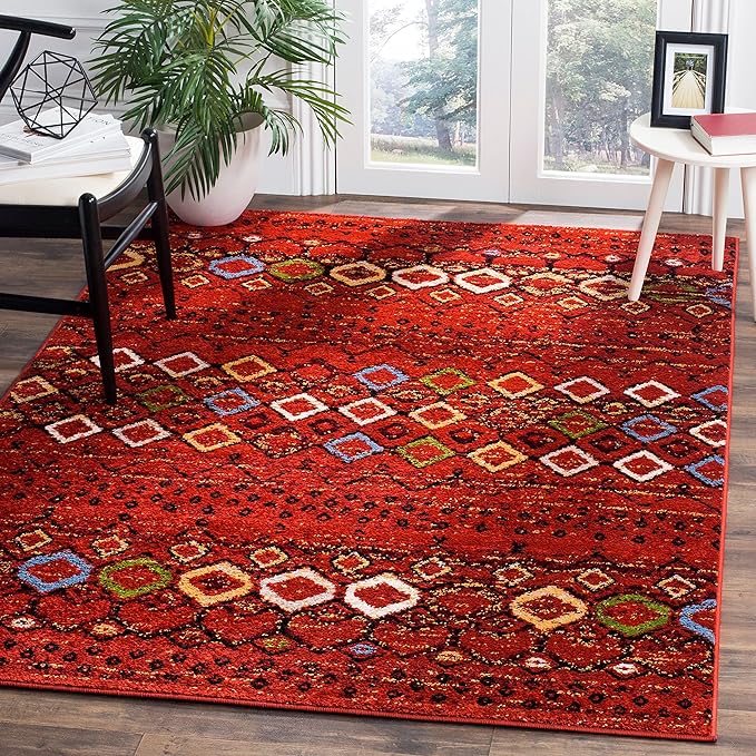 SAFAVIEH Amsterdam Collection Accent Rug - 4' x 6', Terracotta & Multi, Moroccan Boho Design, Non-Shedding & Easy Care, Ideal for High Traffic Areas in Entryway, Living Room, Bedroom (AMS108D)