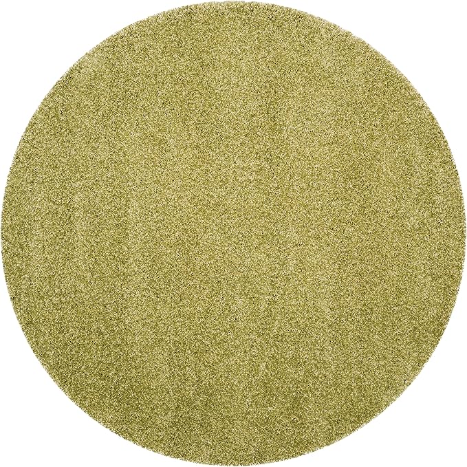 SAFAVIEH Santa Monica Shag Collection 6'7" Round Green SGN725 Solid Non-Shedding Living Room Bedroom Dining Room Entryway Plush 2-inch Thick Area Rug