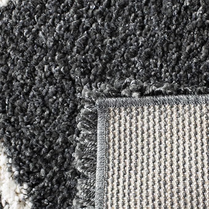 SAFAVIEH Hudson Shag Collection Area Rug - 9' x 12', Dark Grey & Ivory, Modern Trellis Design, Non-Shedding & Easy Care, 2-inch Thick Ideal for High Traffic Areas in Living Room, Bedroom (SGH281G)