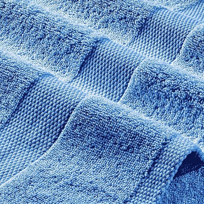White Classic Wealuxe Light Blue Bath Towels 24x50 Inch, Cotton Towel Set for Bathroom, Hotel, Gym, Spa, Soft Extra Absorbent Quick Dry 6 Pack