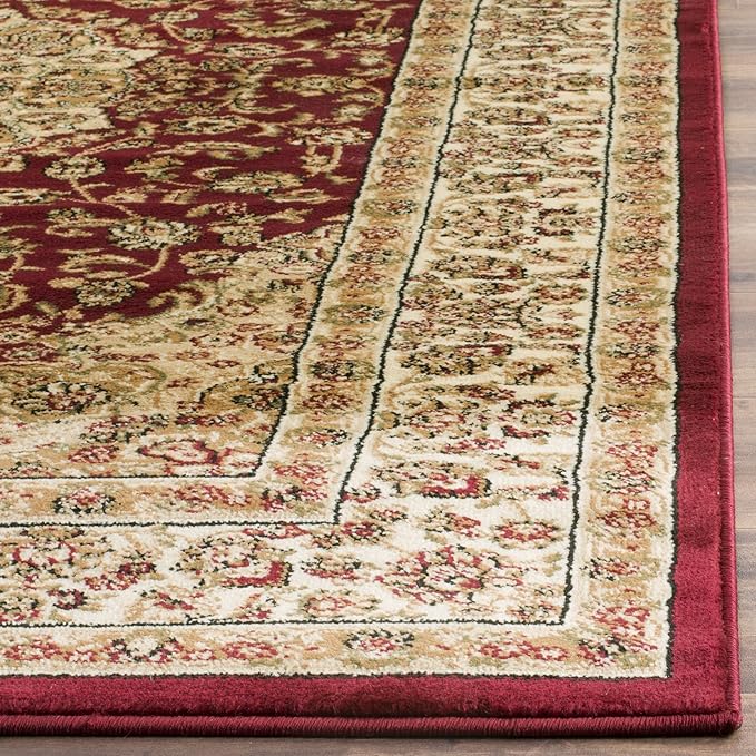 SAFAVIEH Lyndhurst Collection Area Rug - 6' x 9', Red & Ivory, Traditional Oriental Medallion Design, Non-Shedding & Easy Care, Ideal for High Traffic Areas in Living Room, Bedroom (LNH222B)