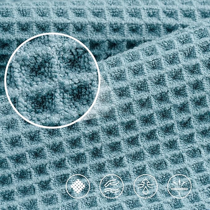 430 GSM Microfiber Oversize Quick Dry Lint Free Bath Towel, 60 x 30 in, 4 Pack (Waffle Weave)