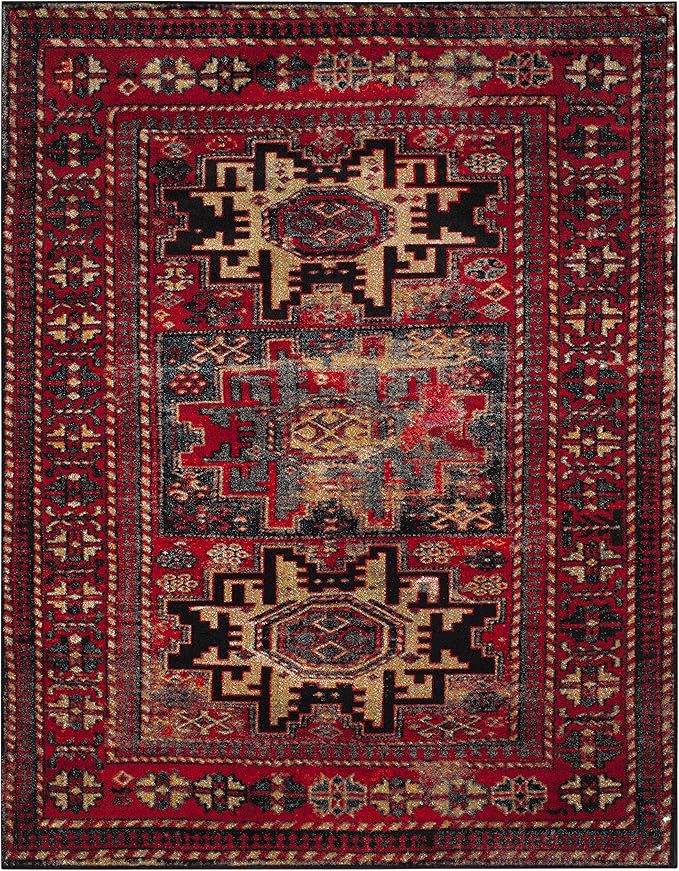 SAFAVIEH Vintage Hamadan Collection Area Rug - 10'6" x 14', Red & Multi, Oriental Traditional Persian Design, Non-Shedding & Easy Care, Ideal for High Traffic Areas in Living Room, Bedroom (VTH213A)