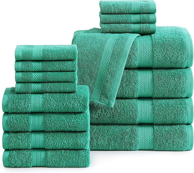 LANE LINEN 100% Cotton Bathroom Towels - 18 Piece Set - Super Soft, Quick Dry & Absorbent - 4 Bath, 8 Washcloths, 6 Hand Towels for Bathroom - Hotel Quality & Suitable for Family